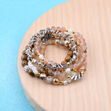 Elastic Crystal Beads Multilayer Bracelets Set