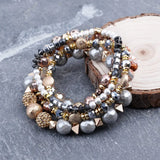 BOJIU 5 Pcs/Set Natural Stone Bracelets Crystal Hematite Jewelry BCSET289