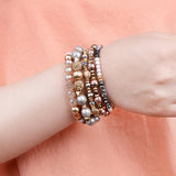 BOJIU 5 Pcs/Set Natural Stone Bracelets Crystal Hematite Jewelry BCSET289