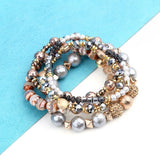 BOJIU 5 Pcs/Set Natural Stone Bracelets Crystal Hematite Jewelry BCSET289