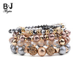 BOJIU 5 Pcs/Set Natural Stone Bracelets Crystal Hematite Jewelry BCSET289