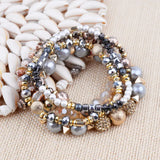 BOJIU 5 Pcs/Set Natural Stone Bracelets Crystal Hematite Jewelry BCSET289