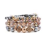 BOJIU 5 Pcs/Set Natural Stone Bracelets Crystal Hematite Jewelry BCSET289
