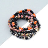 BOJIU 5 Pcs Multilayer Crystal Charm Bracelets Orange Gray Purple Heart Ball