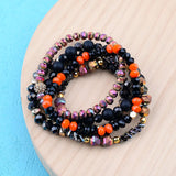 BOJIU 5 Pcs Multilayer Crystal Charm Bracelets Orange Gray Purple Heart Ball