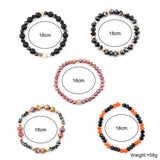 BOJIU 5 Pcs Multilayer Crystal Charm Bracelets Orange Gray Purple Heart Ball