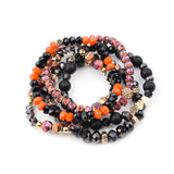BOJIU 5 Pcs Multilayer Crystal Charm Bracelets Orange Gray Purple Heart Ball