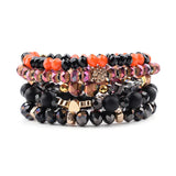 BOJIU 5 Pcs Multilayer Crystal Charm Bracelets Orange Gray Purple Heart Ball