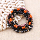 BOJIU 5 Pcs Multilayer Crystal Charm Bracelets Orange Gray Purple Heart Ball