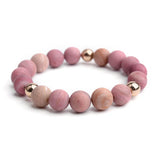 BOJIU 5 Pcs Natural Stone Bead Bracelet Set for Women Classic Boho Jewelry