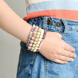 BOJIU 5 Pcs Natural Stone Bead Bracelet Set for Women Classic Boho Jewelry