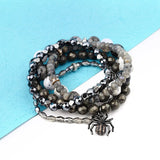 BOJIU 5Pcs/Set Boho Spider Charm Bracelet Hematite Crystal Beads Bracelets Femme