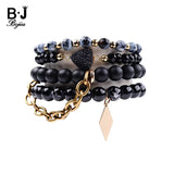BOJIU Heart Druzy Bracelet | Stone Crystal Beaded Charm Bracelet Set