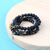 BOJIU Heart Druzy Bracelet | Stone Crystal Beaded Charm Bracelet Set