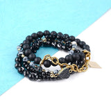 BOJIU Heart Druzy Bracelet | Stone Crystal Beaded Charm Bracelet Set
