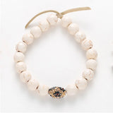 BOJIU Bohemian Charm Bracelet Set Brown Crystal Natural Stone Bracelet