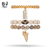BOJIU Bohemian Charm Bracelet Set Brown Crystal Natural Stone Bracelet