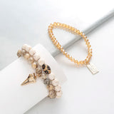BOJIU Bohemian Charm Bracelet Set Brown Crystal Natural Stone Bracelet