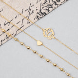 BOJIU Braided Rope Bracelets Set Women Heart Flower Leaf Pearl Charm Bracelet