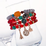 BOJIU Charm Bracelet Set Crystal Beaded Resin Bohemia Bar Bracelet Sets