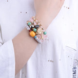 BOJIU Charm Bracelet Set Crystal Beaded Resin Bohemia Bar Bracelet Sets