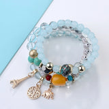 BOJIU Charm Bracelet Set Crystal Beaded Resin Bohemia Bar Bracelet Sets