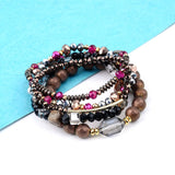BOJIU Classic Strand Bracelets Set For Women Boho Crystal Hematite Brass Beads