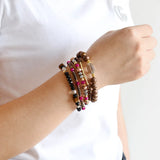 BOJIU Classic Strand Bracelets Set For Women Boho Crystal Hematite Brass Beads