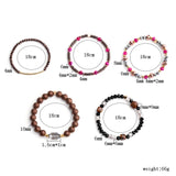 BOJIU Classic Strand Bracelets Set For Women Boho Crystal Hematite Brass Beads