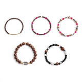 BOJIU Classic Strand Bracelets Set For Women Boho Crystal Hematite Brass Beads