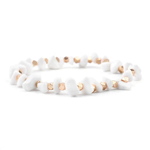 BOJIU Elastic Gem Stone Bracelet Women Quartz Howlite Coral BC288