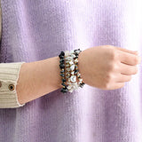 BOJIU Elastic Gem Stone Bracelet Women Quartz Howlite Coral BC288