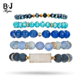 BOJIU Crystal Stone Bracelet Set Natual Druzy Charm BCSET96