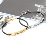 BOJIU Silvery Engraved Couples Bracelets Rope Stainless Steel Name Bracelet