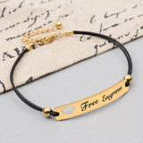 BOJIU Silvery Engraved Couples Bracelets Rope Stainless Steel Name Bracelet