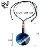 BOJIU Acrylic Long Necklace Round Pendant NK1035