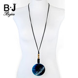 BOJIU Acrylic Long Necklace Round Pendant NK1035