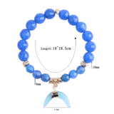 BOJIU Glass Bead Bracelet With Horn Pendent for Women