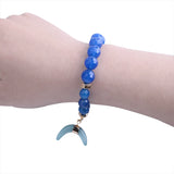 BOJIU Glass Bead Bracelet With Horn Pendent for Women