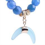 BOJIU Glass Bead Bracelet With Horn Pendent for Women