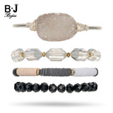 BOJIU Druzy Silvery Clear Crystal Bracelet Set Plastic Femme BCSET90