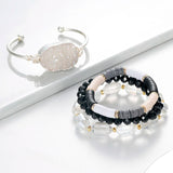 BOJIU Druzy Silvery Clear Crystal Bracelet Set Plastic Femme BCSET90