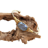 Natural Druzy Stone Gold-color Cuff Bangle Oval Wrapped Drusy Crystal Armlet