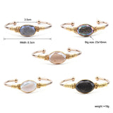 Natural Druzy Stone Gold-color Cuff Bangle Oval Wrapped Drusy Crystal Armlet
