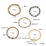 BOJIU Natural Stone Bracelets Set Hematite Agate Bead Bracelet Femme