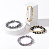 BOJIU Natural Stone Bracelets Set Hematite Agate Bead Bracelet Femme