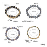 BOJIU Natural Stone Bracelets Set Hematite Agate Bead Bracelet Femme
