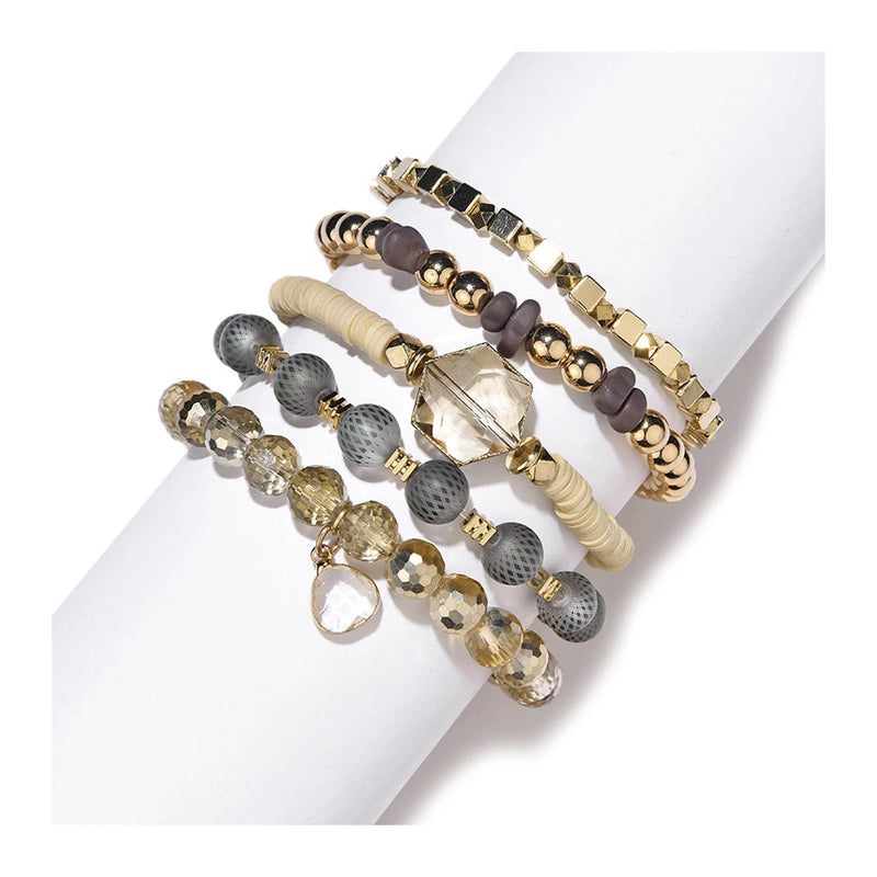 BOJIU Natural Stone Bracelets Set Hematite Agate Bead Bracelet Femme