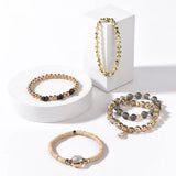 BOJIU Natural Stone Bracelets Set Hematite Agate Bead Bracelet Femme