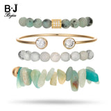 BOJIU Stone Copper Zircon Bracelet Set for Women
